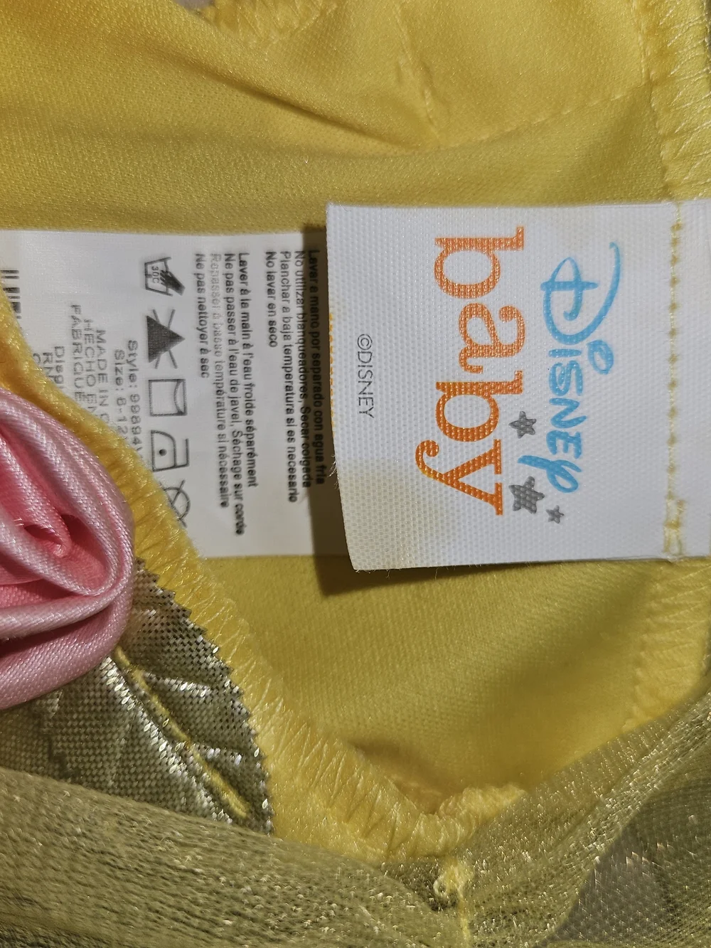 Disney Yellow and Pink Princess Tutu Dress with Rose Accents